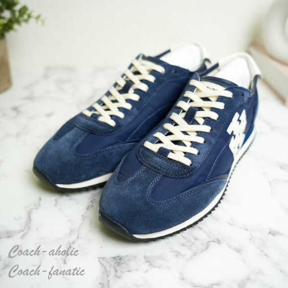 Tory Burch T-Logo Nylon Suede Vintage Sneaker 2.0 in Tory Navy/Blanc - Picture 8 of 14